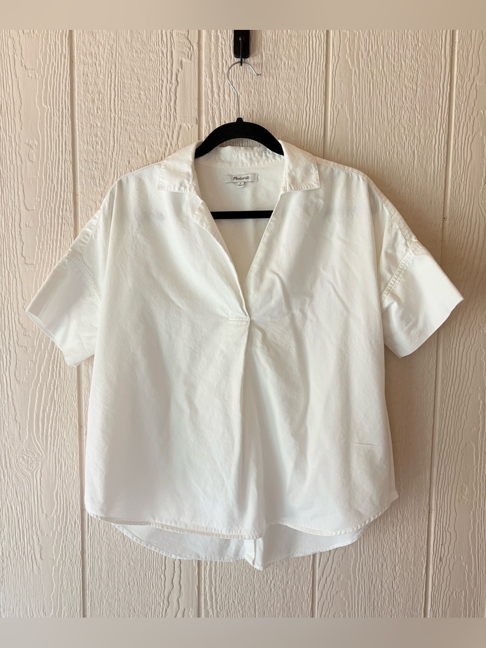 Madewell White Oversized Button Back Shirt Top Size S